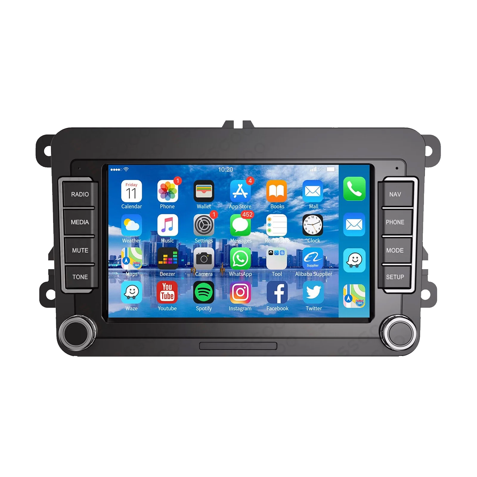 ESSGOO 7" Android 14 Für VW Volkswagen GOLF MK5 MK6 Passat Skoda Touran Tiguan CarPlay Autoradio GPS Navigation 2 Din Hauptgerät FM RDS Wifi BT Multimedia Video Player
