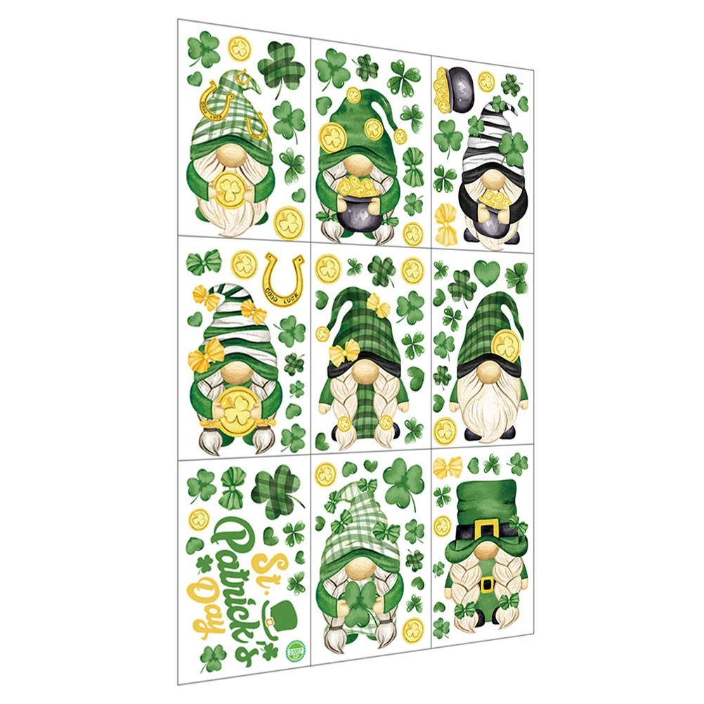 Irish Day Stickers St Patrick's Window Decal Festival Wall Decals Patricks Gnome Clings Shamrock Patrick’s Decor Decorations