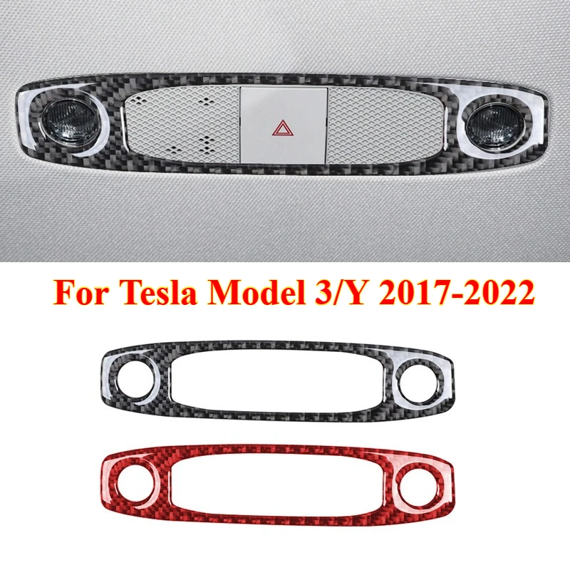 

1PCS for Tesla Model 3/Y 2017-2022 Carbon Fiber Interior Front Reading Light Panel Frame Trim Sticker Car Accessories