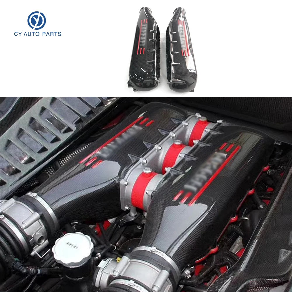 Professional Manufacturer Car Modified Accessories Carbon Fiber Glossy Engine Air Intake Cover For 458 Air Intakes Pipe