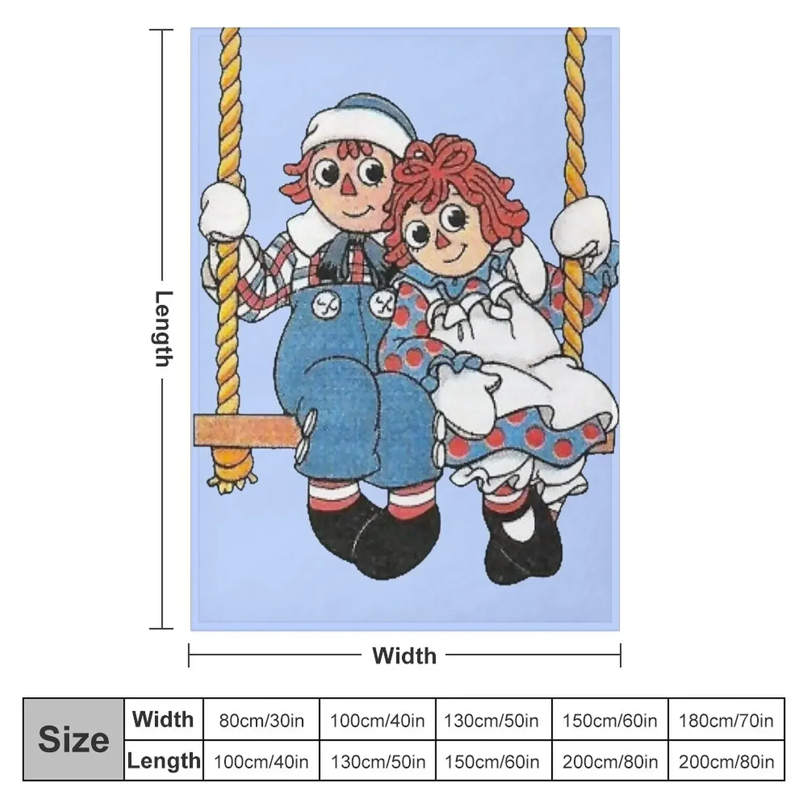 Raggedy ann and andy on a swing Throw Blanket Sofa wednesday Blankets