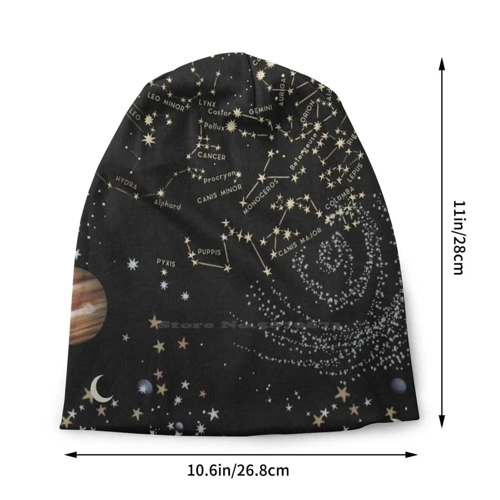 Come With Me To See The Stars Knitted Hat Warm Beanie Outdoor Caps Stars Map Universe Space Galaxy Retro Zodiacal Sky Romantic