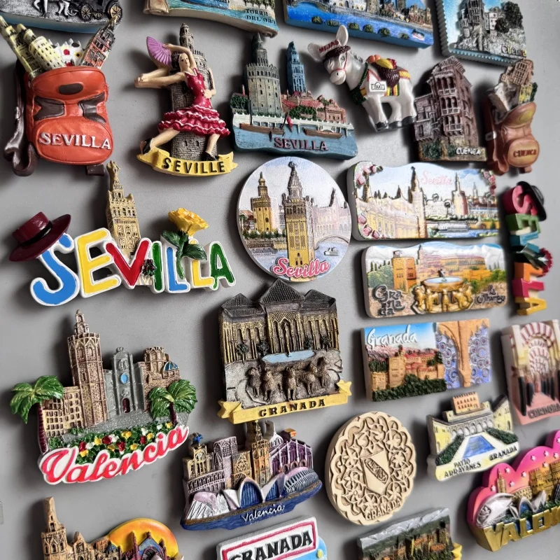 Fridge Magnets Sevilla Cuenca Valencia MIJAS Granada Spain Tourist Souvenir Collection Home Decor Refrigerator Magnets Gifts