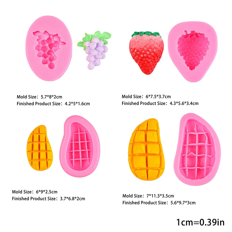 포도 망고 딸기 요리 도구 실리콘 몰드, 베이킹용 퐁당 설탕 케이크 장식, 주방 액세서리, 베이커리 페이스트리