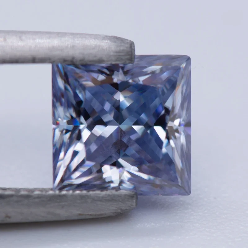 Moissanite Gemstone Princess Cut Lavender Color Lab Grown Diamond Advanced Jewelry Making Materials With GRA Certificate