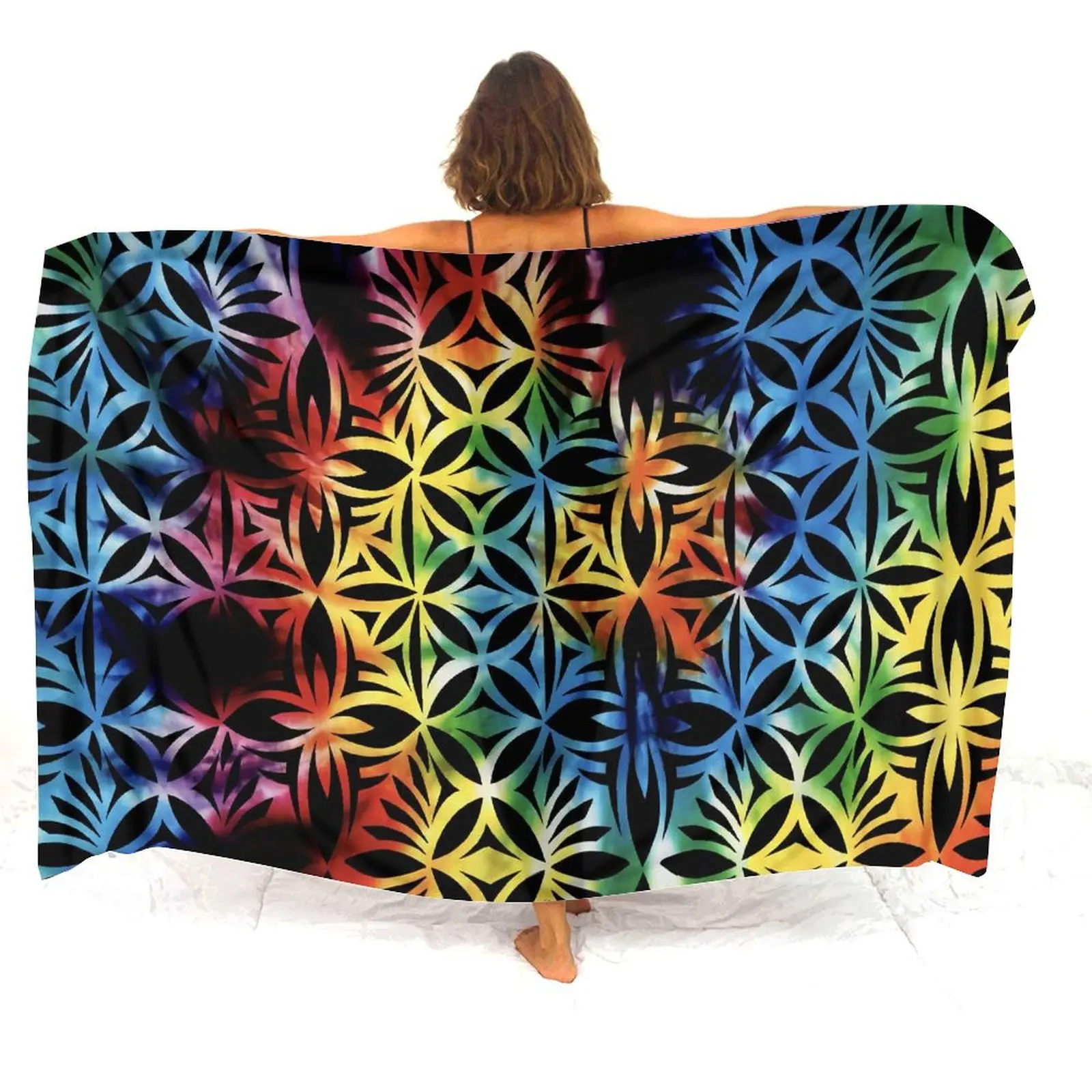 

Polynesian Custom Beach Sarong Women Floral Artistic Print Shawl Skirt Lightweight Tropical Vacation 2025