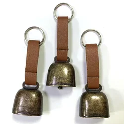 Outdoor Camping Bear Repellent Bell PU Leather Strap Anti-lost Hiking Reminder Bell Super Loud Noise Maker Cow Bell Bag Pendant