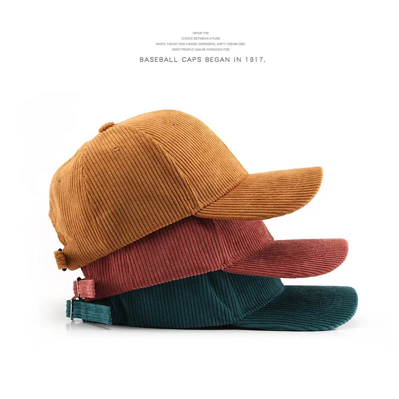 Solid Corduroy Baseball Cap For Women Men New Cotton Vintage Snapback Caps Autumn Warm Sport Fashion Hip Hop Trucker Fishing Hat