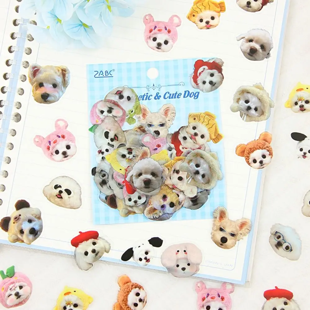 40 Sheets/Bag Playful Puppy Hand Ledger Sticker Bag Kitty Cute Cartoon Animals Stickers Self-adhesive Fashion