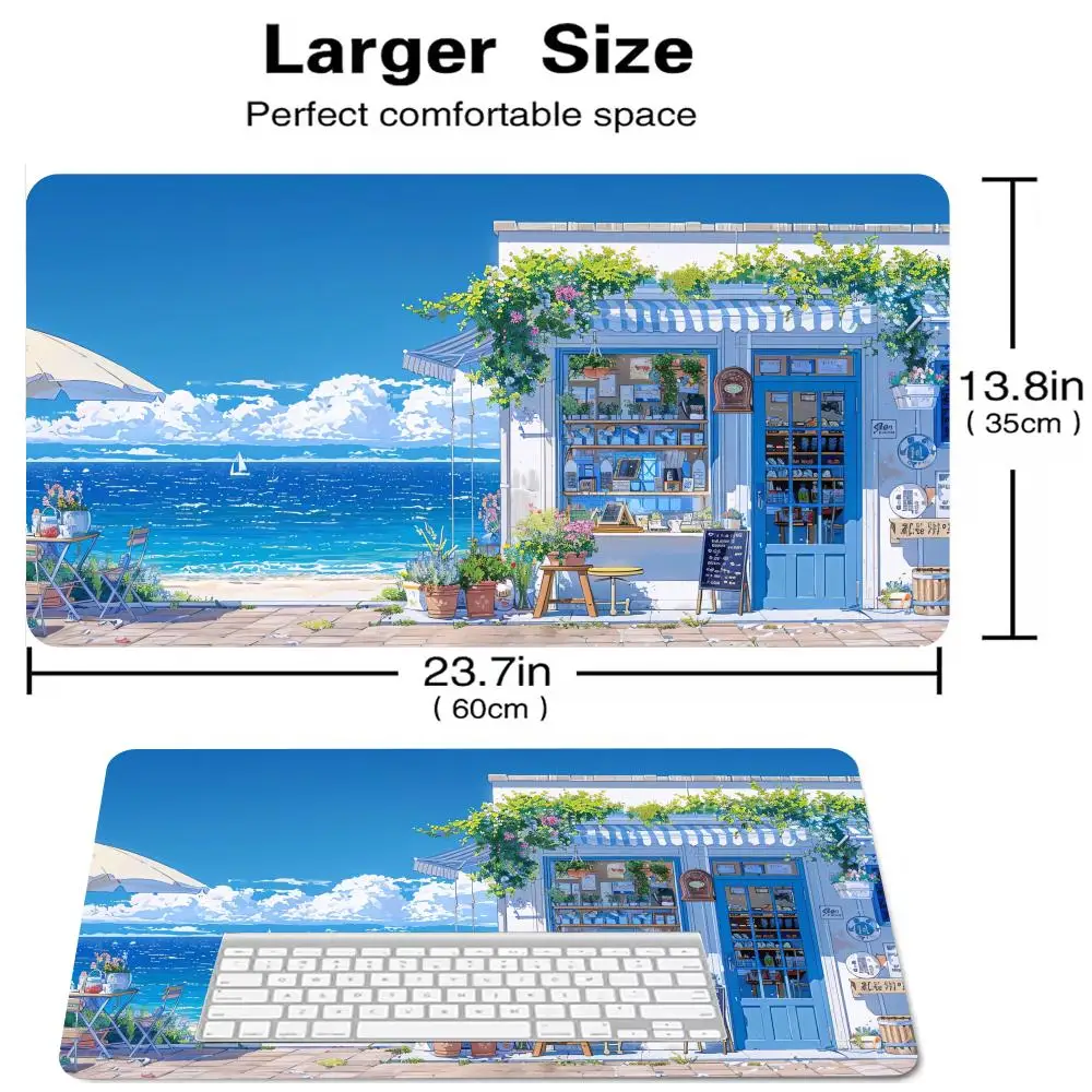 

Коврик для мыши с аниме-пейзажем, большой коврик для компьютерной офисной игры, настольные коврики XXL, резиновые противоскользящие коврики для игровой клавиатуры, длинные настольные коврики