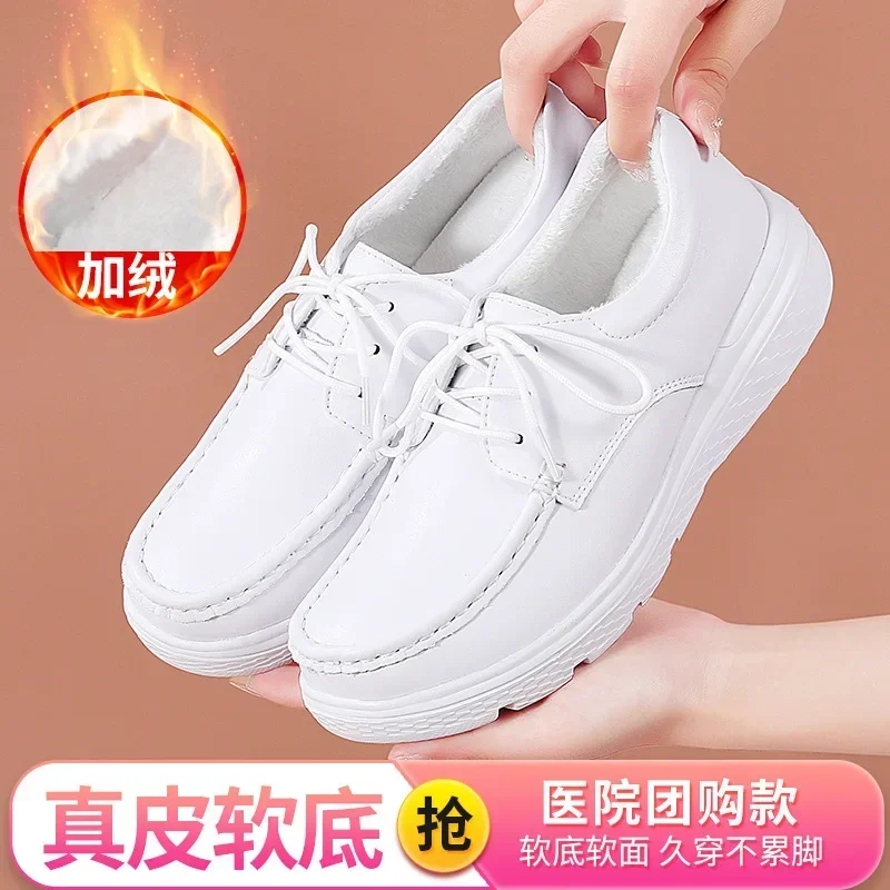 Shoes for Women Walking Shoes Loafers Wedge Lace Up Sneakers Thick Bottom Comfortable Nurse Work Shoes  Zapatos De Mujer 34-42