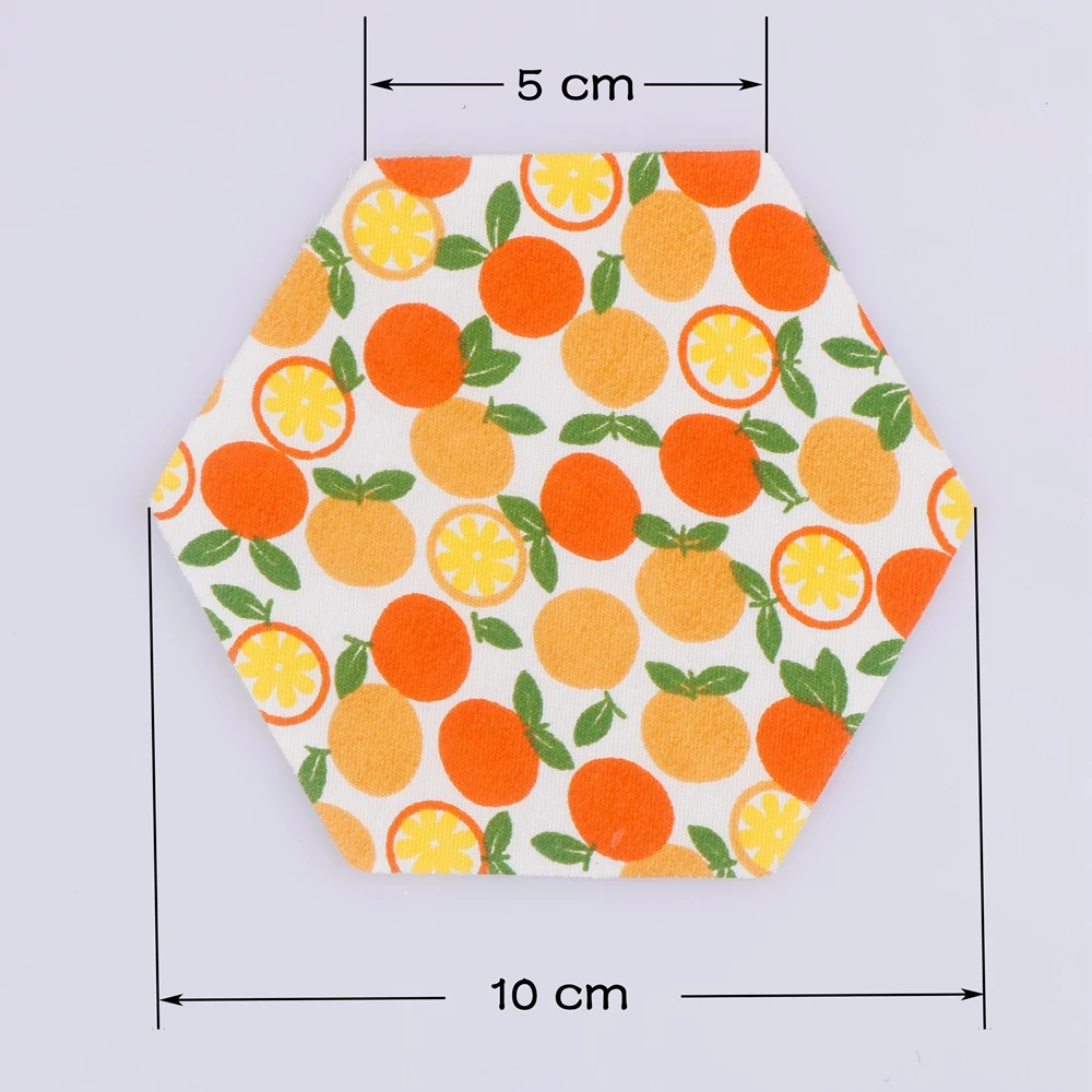 Printed Cotton Twill Fabrics Patchwork Hexagon Cloth Bundle For DIY Handmade Quilting&Sewing Material 12Pcs/Set Fruit Series