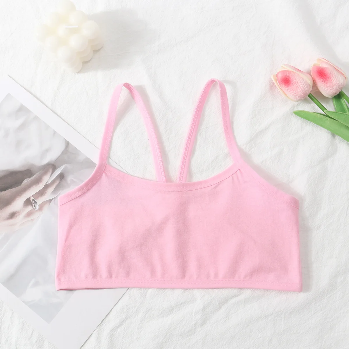 3Pcs Girls Bra Tube Tops Cotton Teenager Underwear Summer Lingerie Training Sport Kids Brassiere Bra 8-14Years