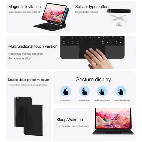 Magic Keyboard Folio för nya iPad Air 13 tum M2 2024 Magnetiskt fodral för iPad Pro 12.9 6:e 2018-2022 Pekplatta med bakgrundsbelysning och tangentbord 10 best sales iPad Pro-tangentbord - №10