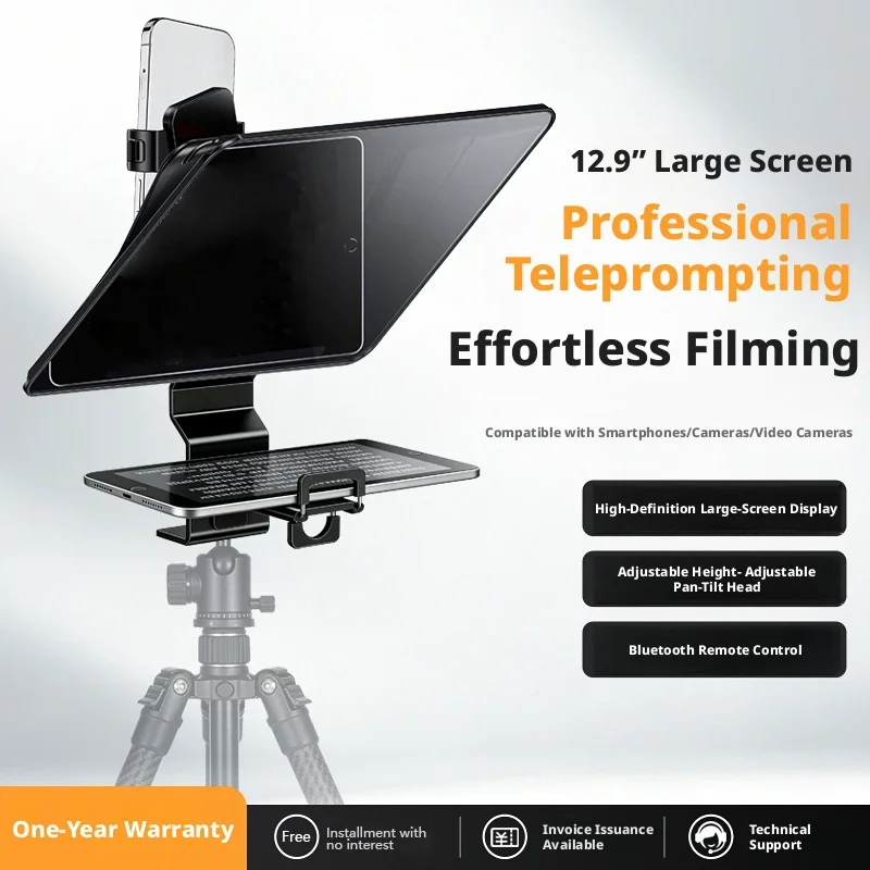 Lensgo Tc12P Professional Teleprompter Kit with Phone Holder Large Screen for Live Interview Video Photo Studio Photography