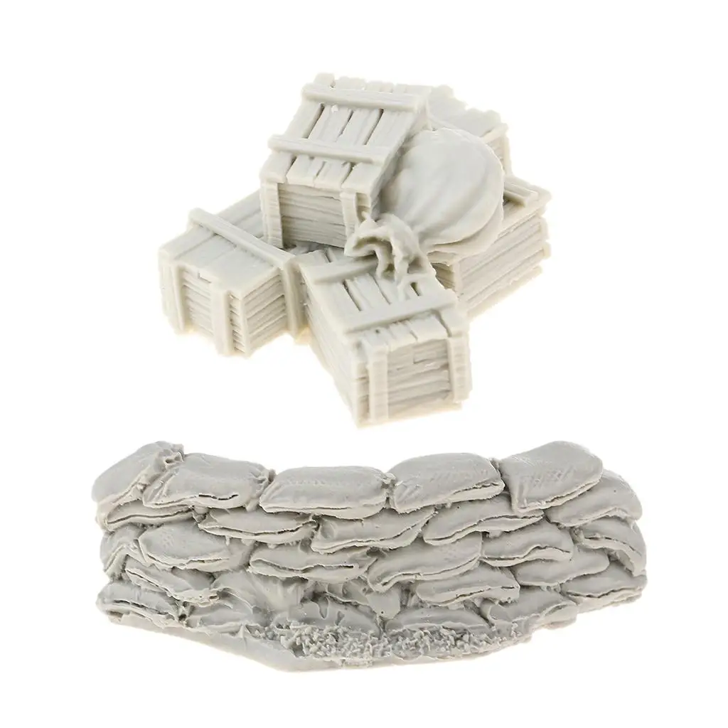 Resin Model Unpainted Kit Ammunition Box Bags Accessories Sandbags Wall