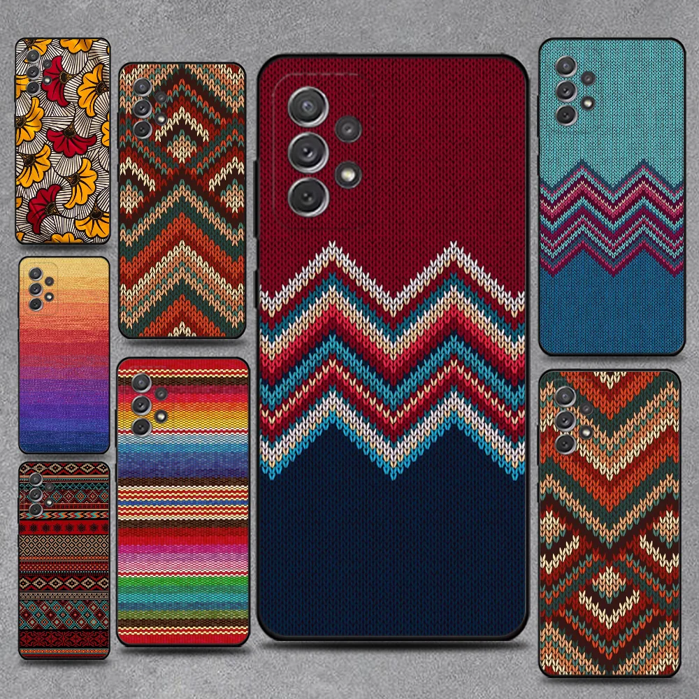 

African Fashion Fabric Phone Case For Samsung S25,S24,S21,S22,S23,S30,Ultra,S20,Plus,Fe,Lite,Note,10,9,5G Black Cover