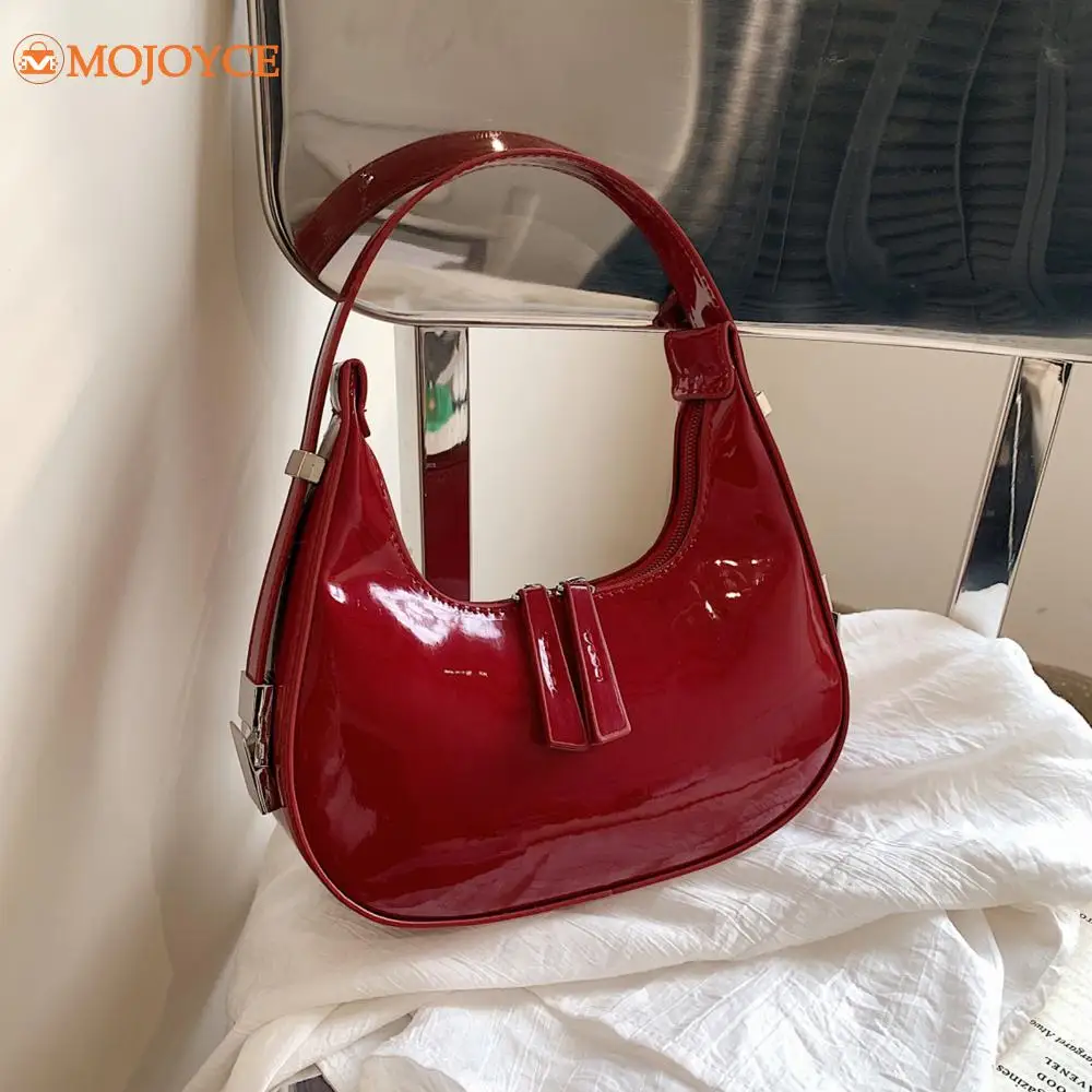 Retro Hobo Bags Women's Half Moon Bag High Quality Crescent Bag PU Leather Small Handbag Chic Armpit Purses Vintage Shoulder Bag