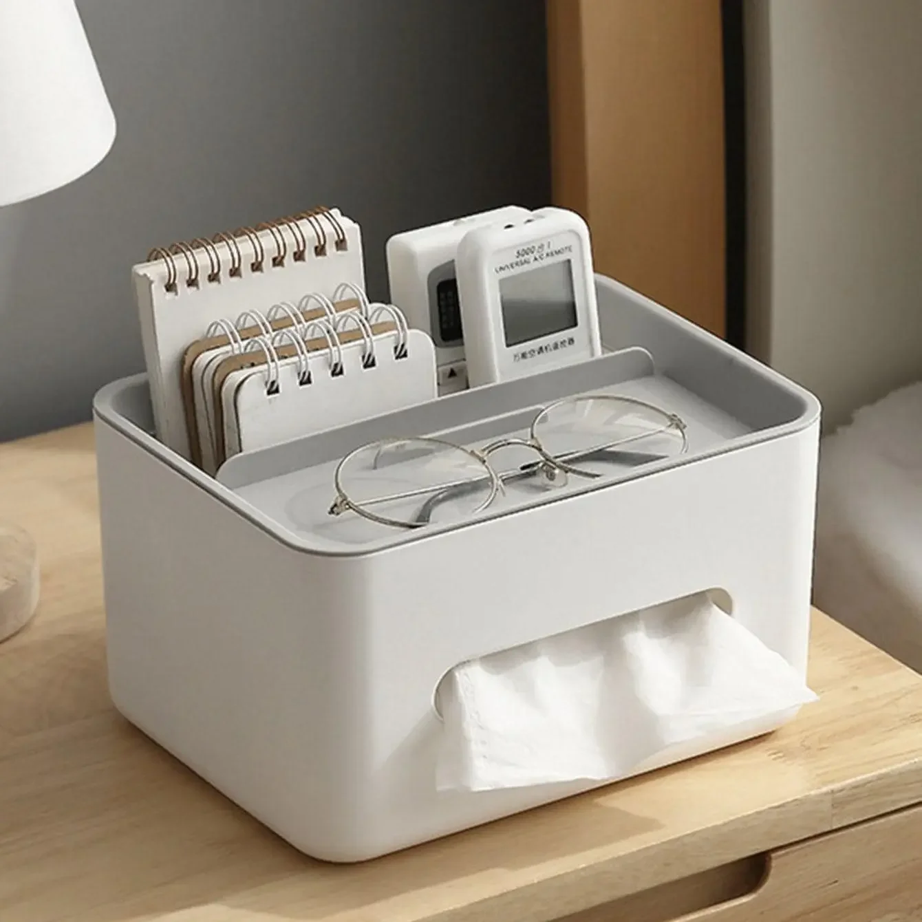 

1pc- Gray Multifunctional Tissue Storage Box