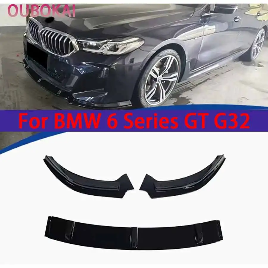 For BMW 6 Series GT G32 6GT Bright Black Front lip Car Front Bumper Diverter Spoiler Diffuser Glossy Black Front lip body kit