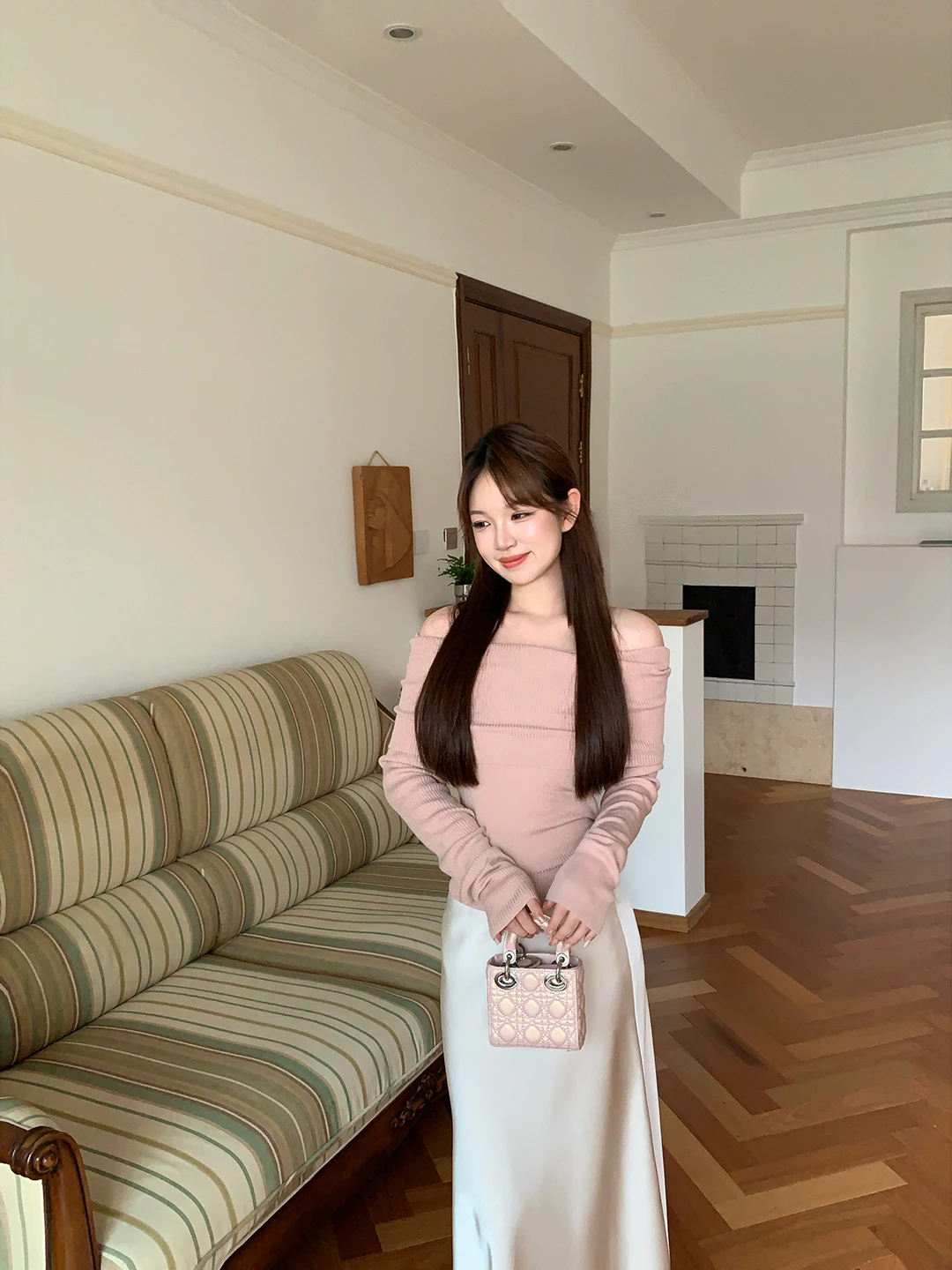 

Розовый облегающий вязаный топ на одно плечо с эластичной вставкой, женский пуловер с длинным рукавом и круглым вырезом Heareat Secret Code, модная вязаная одежда