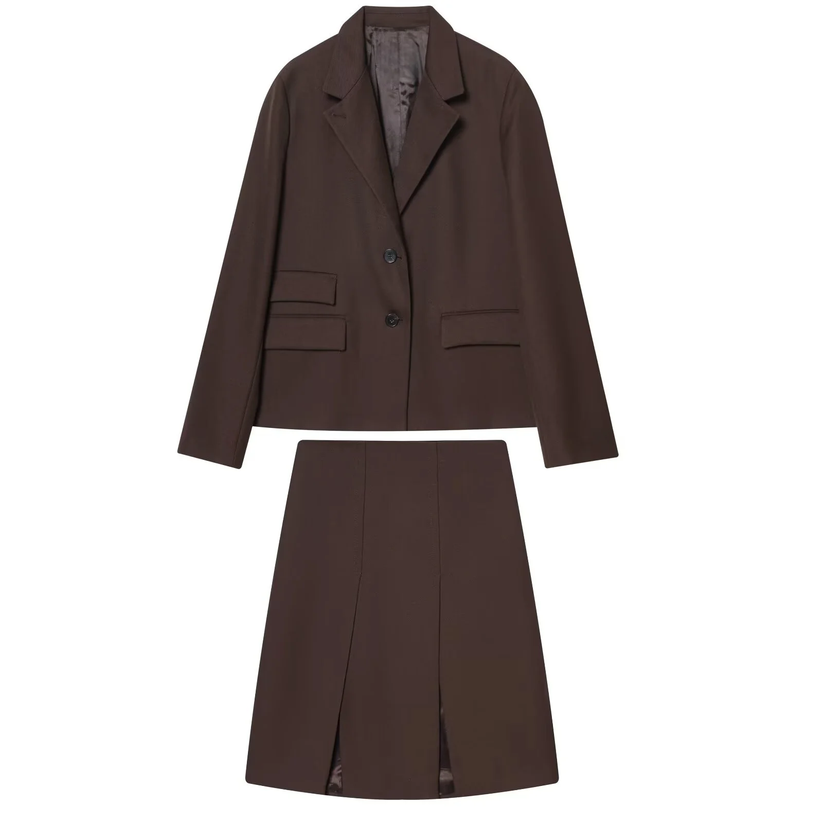 

2025 Winter New Women's Casual Fashionable Elegant Versatile Design Pocket-embellished Blazer + Wide Pleated Duank Skirt