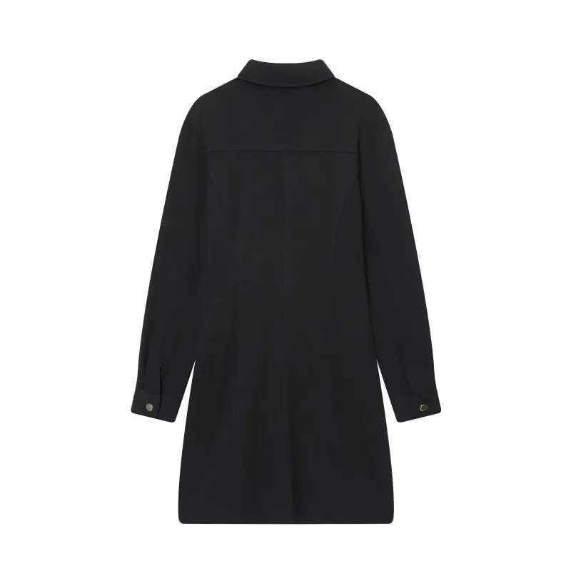 المرأة الخصر سترة مستقيمة مطوي فستان طويل الأكمام المفتوحة غرزة سيدة فستان أنيق موضة سليم صالح بدوره إلى أسفل طوق الشارع الشهير #2