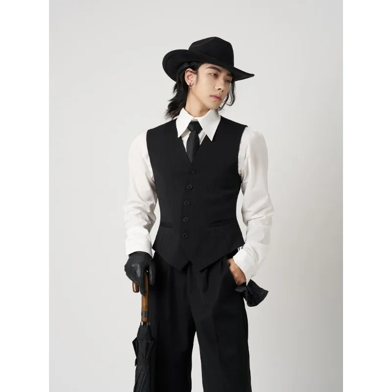 

Men Single-breasted V-neck Vest Men Autumn Winter
