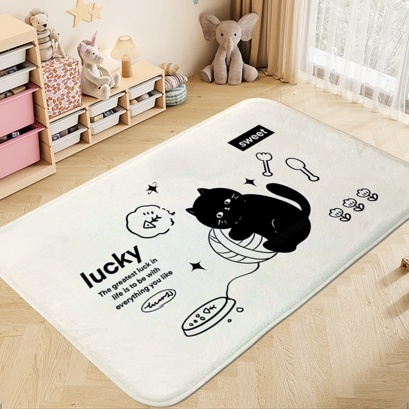 Bath Mat A-Black Cats Funny Doormat Entrance Door Non Slip Carpet for Bedroom Useful Things Home Decorations Room Floor Carpets