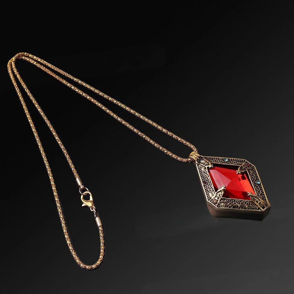 Elder and Scrolls Game Theme Necklace with Retro Red Crystal King Amulet Pendant Neck Chain Anime Punk Jewelry for Men Gamer - Image 3