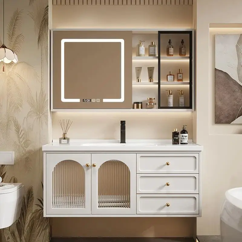 Simple French pastoral sink bathroom cabinet combination bathroom washbasin cabinet integrated