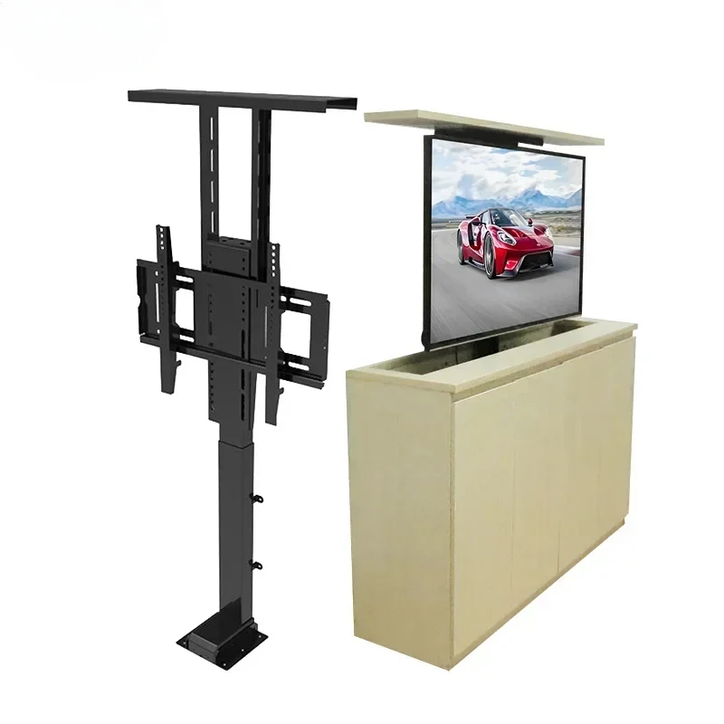 Motorized Hidden TV Cabinet Lift Electrically Height-Adjustable TV Bracket for Installation for 32-70 Inches with Remote Control