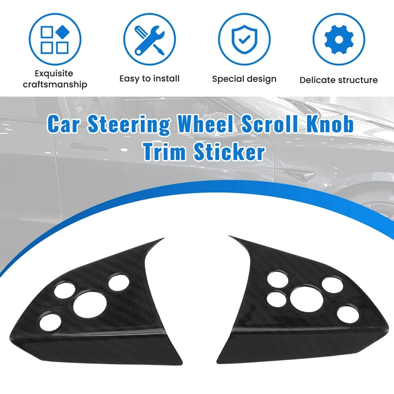 Car Steering Wheel Scroll Knob Trim Sticker Carbon Fiber For Tesla Model 3 Highland 2024 Car Interior Accessories