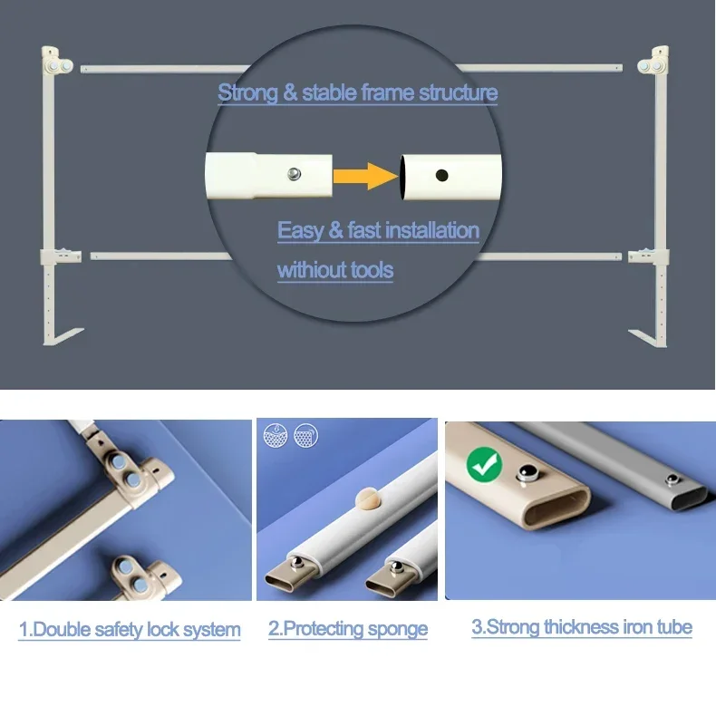 Opvouwbare babyveiligheid Queen King Bed Frame Rails Guard Bescherming Hek Ademend Babyproof Wieg Bedleuning