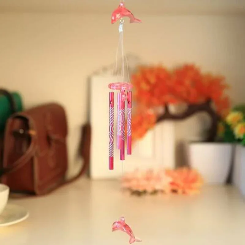 Hot New Stylish Fashion Good Luck Bells Wind Chime 40cm Pendant Sound 4 Tube Acrylic Creative Garden Good Luck