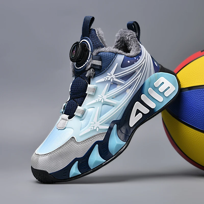 

Children's basketball shoes boys' shoes 2025 new style soft-soled sports shoes boys' anti-slip running shoes with fleece cotton