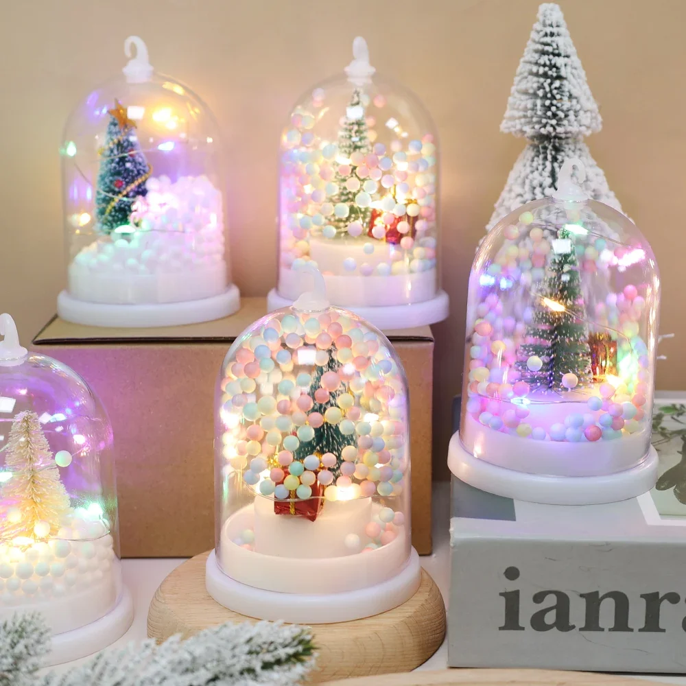 Christmas Lantern Battery Powered LED Night Light Xmas Tree Hanging Lamp Home Desktop Ornaments New Year Xmas Party Decoration