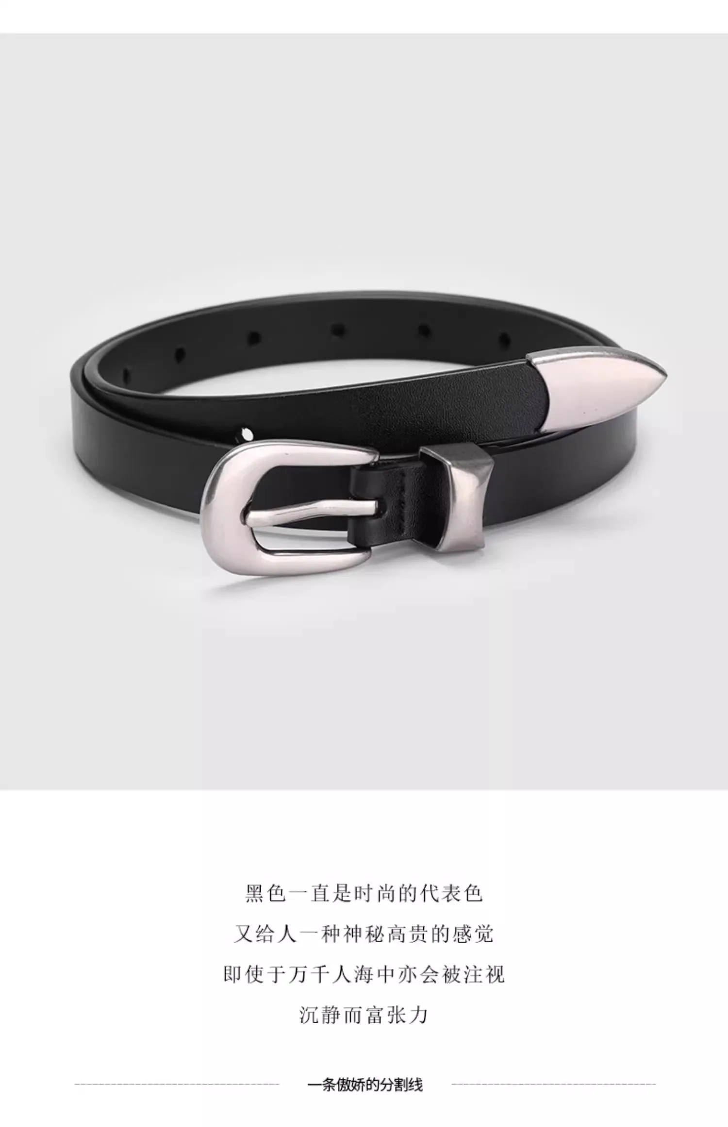 1.8cm Width Leather Belt for Women Zinc Alloy Silver Buckle Split Leather Casual Belt Genuine Leather Thin Belt Female Vintage
