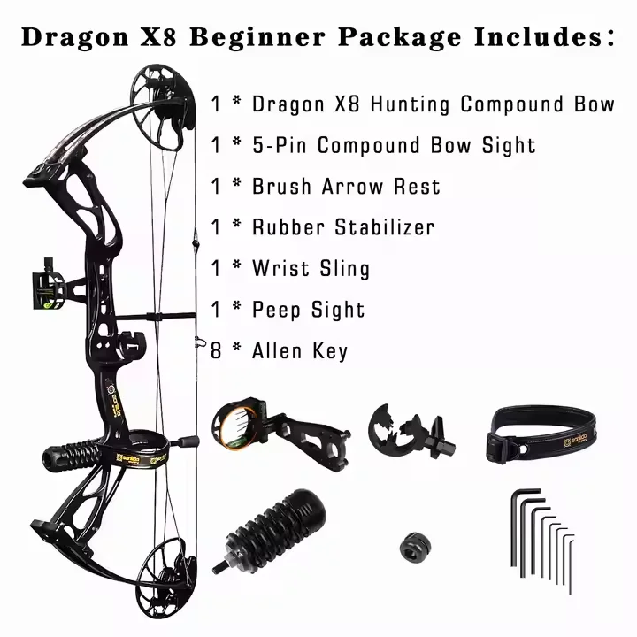 Sanlida Dragon X8 طقم القوس المركب للصيد والرماية 0 ~ 60 رطل قابل للتعديل رسم الوزن الرماية في الهواء الطلق القوس الرياضي