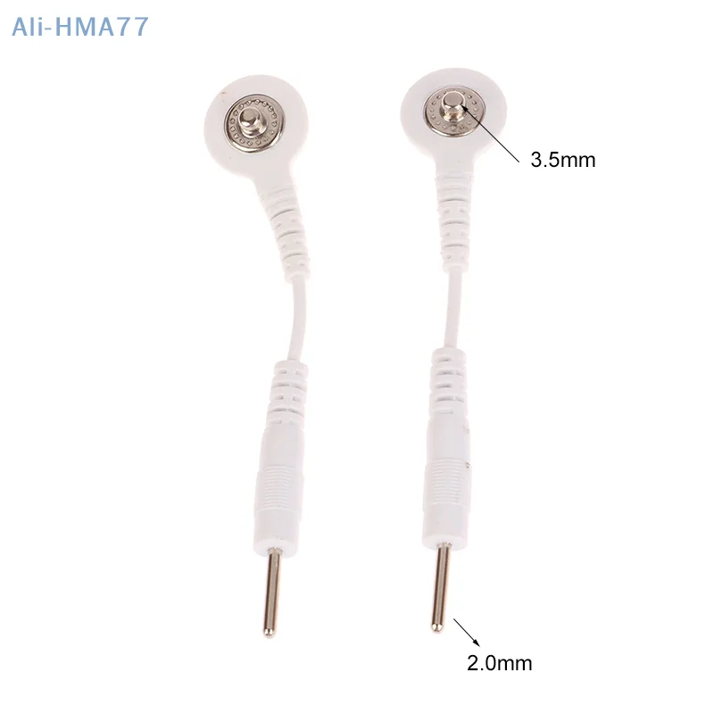 2PCS Electrode Lead Wire Connecting Cables Plug 2.0mm Snap 3.5mm Male Connector Cable Use For Tens/EMS Massage Machine Device