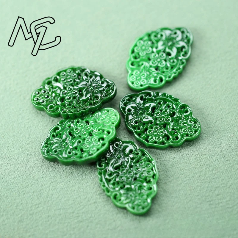 2pcs DIY Natural Dry Green Emerald Hollow Out Lucky Accessories Pendant Earrings Jewelry Luxury Best Selling Gifts for Women Men view 3
