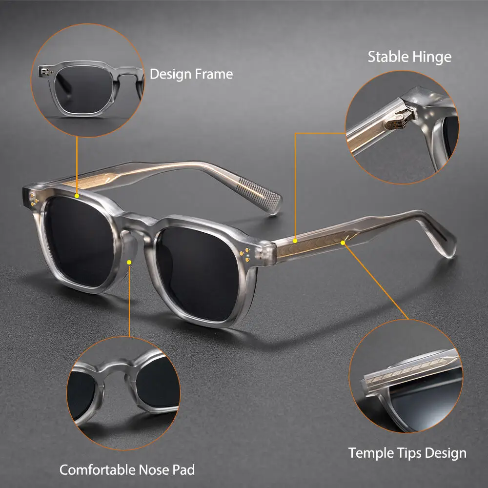 CATERSIDE New Square Men's Sunglasses Personalized Temple Tips Design Sun Glasses Women's Travel Party Eyewear Festival Gift