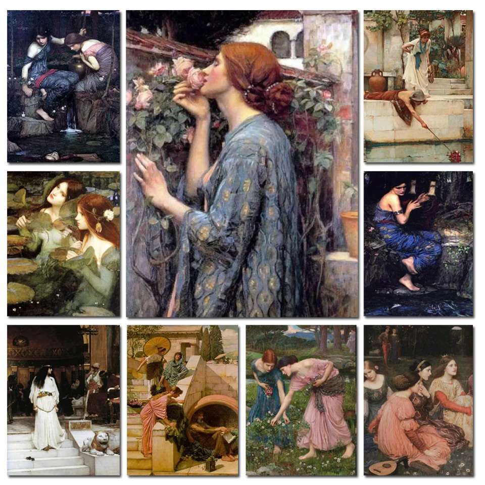 

John William Waterhouse Diamond Painting Vintage Art 5D Diamond Embroidery Full Drill Rhinestones Mosaic Picture Home Decoration