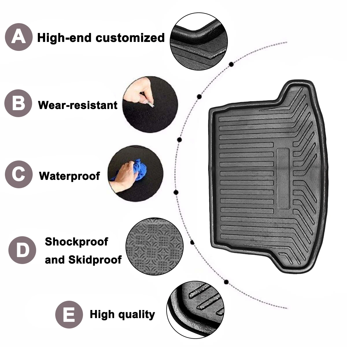 For Nissan Qashqai Dualis J11 2008-2019 Rear Cargo Boot Liner Trunk Floor Mat Tray Carpet Mats Mud Kick Car Accessories