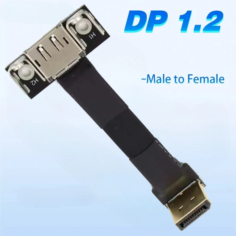 DisplayPort 1.2V Extension Cable DP 4K 60Hz Cord Elbow 90 Angled Adapter 3cm-2m FPC Display Port Ribbon Flat Female w Screw Hole
