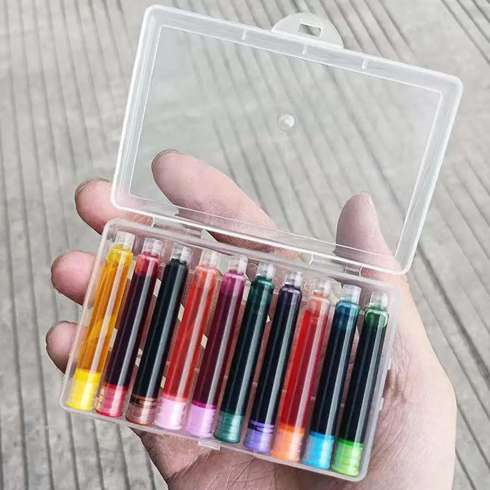 Cartucho de tinta colorida para canetas, recargas de tinta descartáveis, escritório e material escolar, papelaria bonito, 10 pçs/pacote