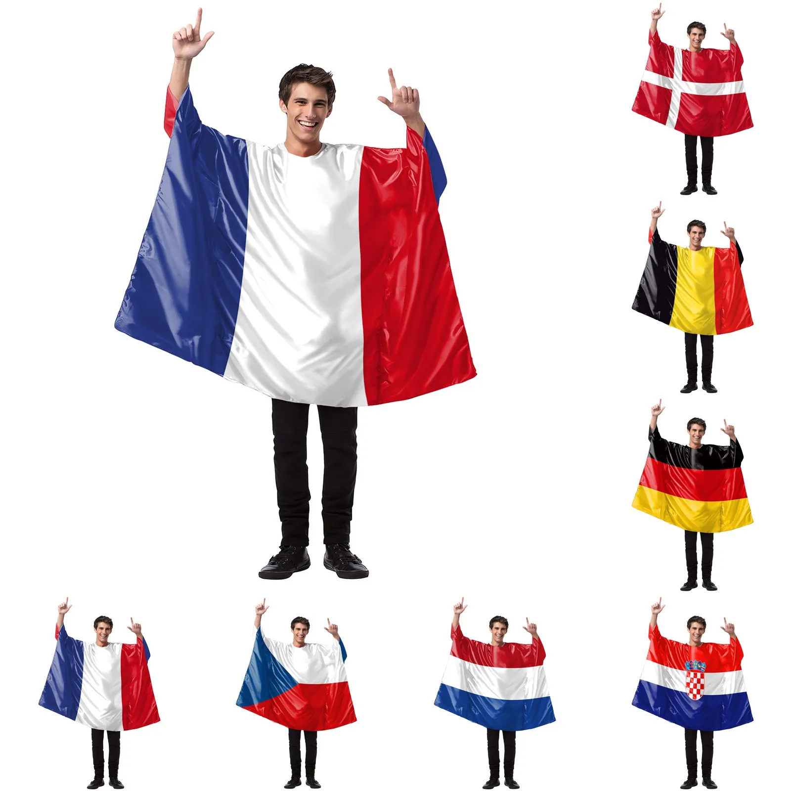 

Adult Fashion UEFA Flag Print Casual Atmosphere Dress Stage Performance Costume For Women Men Cosplay Costume plus Size