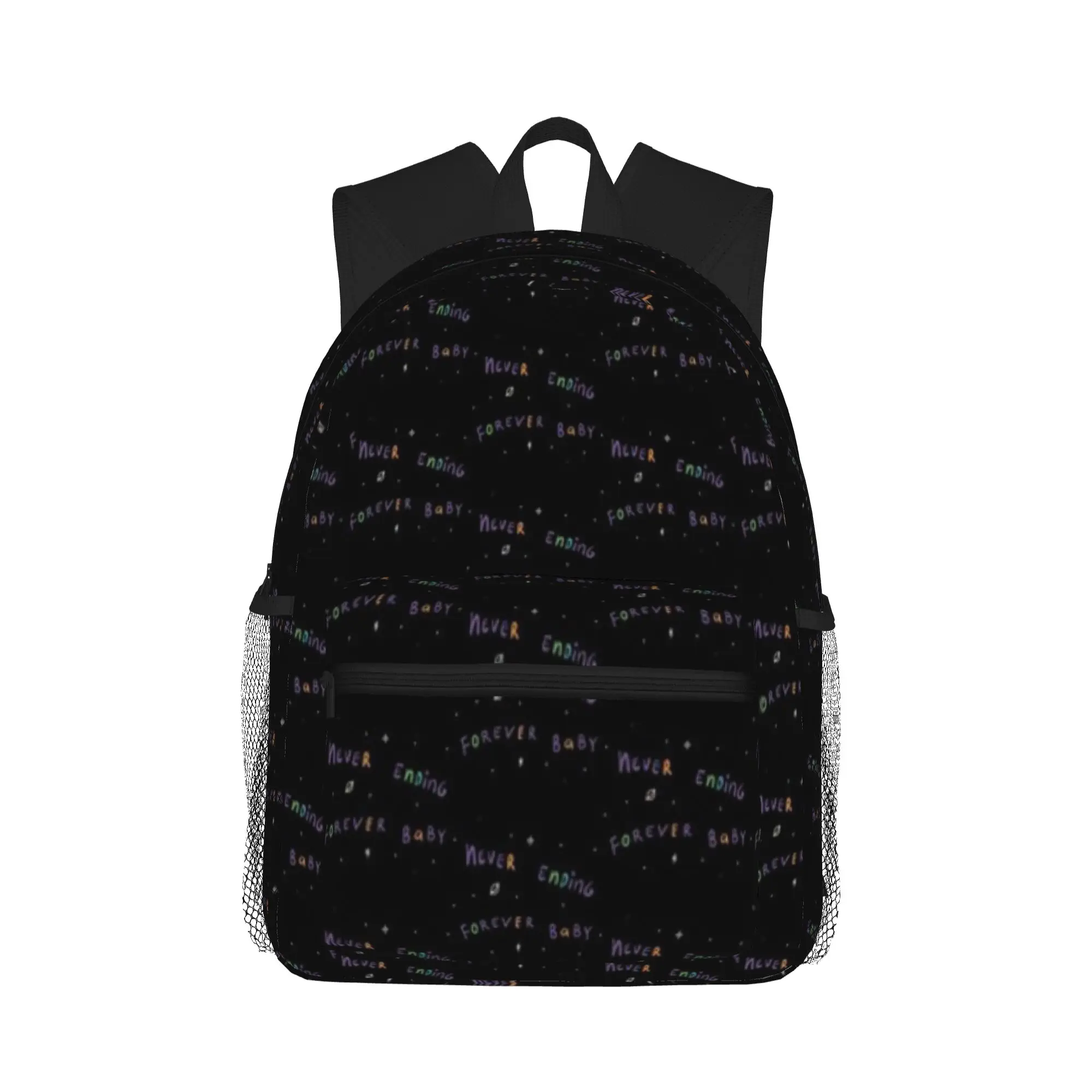 Never Ending Forever Baby Colorful Text White Stars  Casual Backpack for Students and Adults Feminina backpack