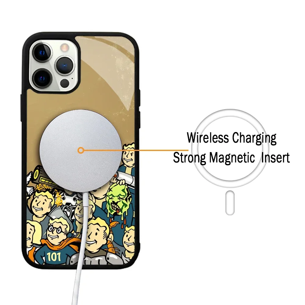 Funny F-Fallout Boy Phone Case For IPhone 11 12 13 14 15 Plus Pro Max Mirror Acrylic Cover For Magsafe Wireless Charging