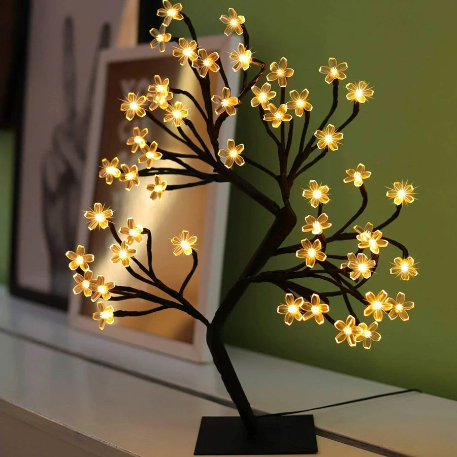 LED indoor room decoration tree light bedroom home lighting simulation cherry blossom tree light